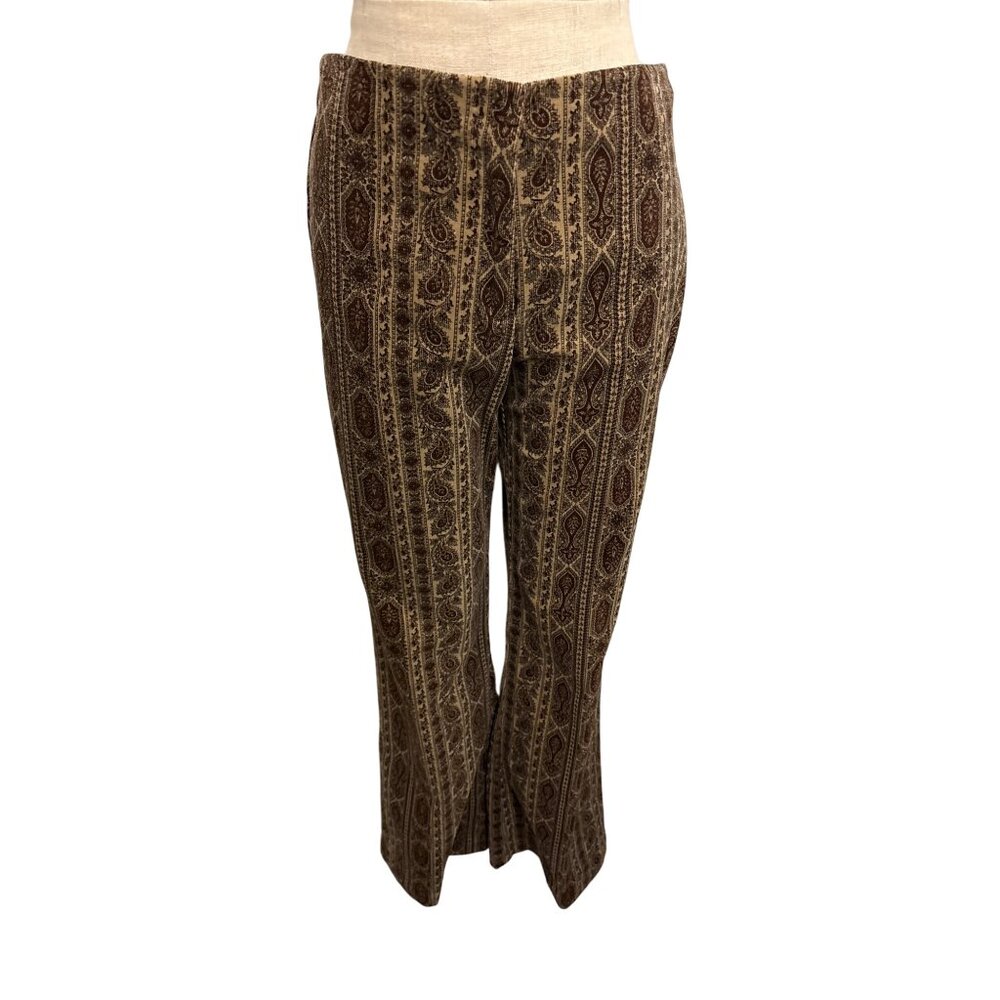 David Paul New York Vintage Paisley Corduroy Pants Size 6 Brown Beige Cotton Ble